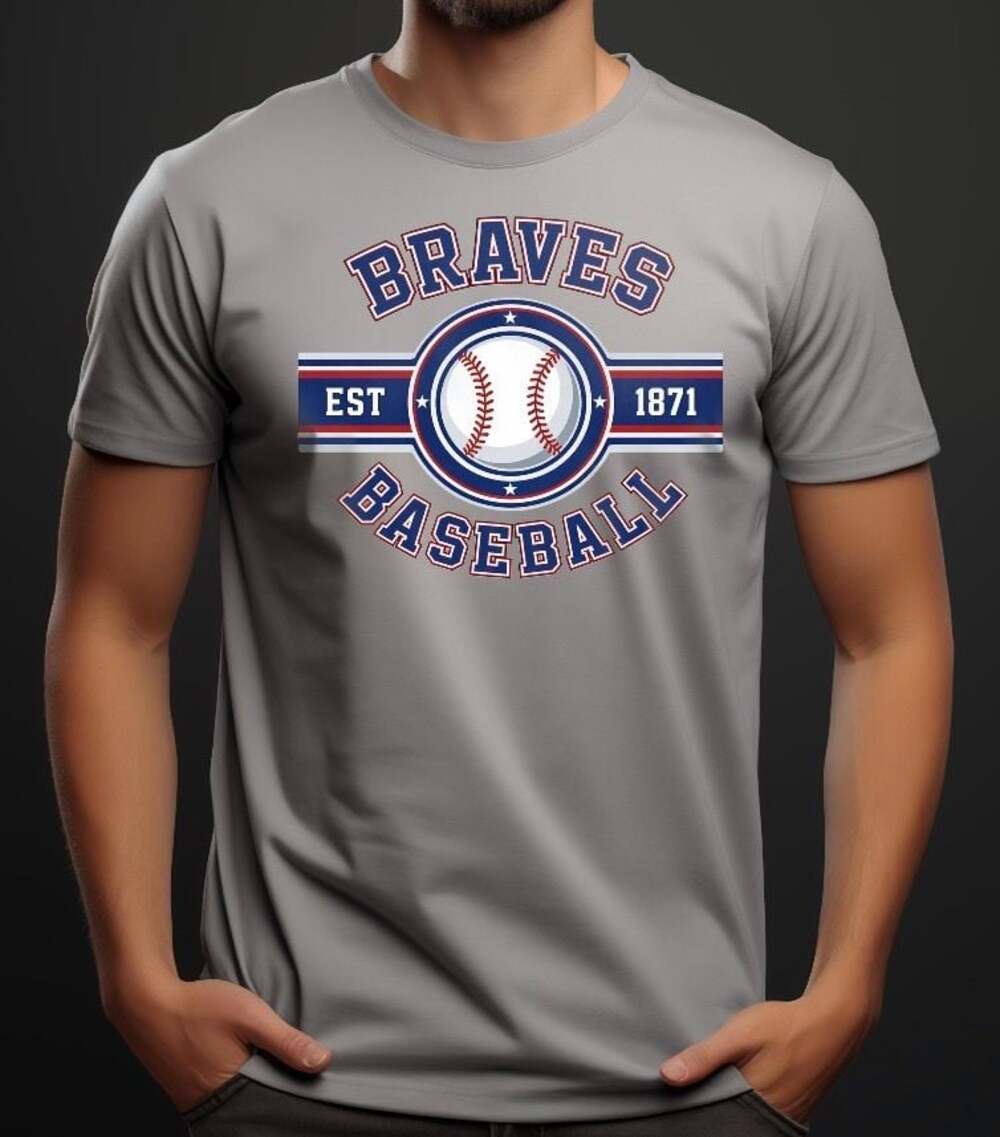 Atlanta Braves Baseball  Graphic T-Shirt - Grey